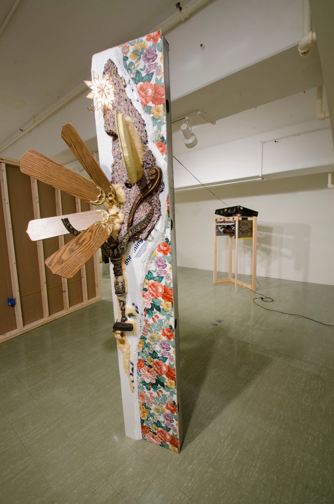 Full view of front showing tethering as a support device, 96" x 18" x 9"